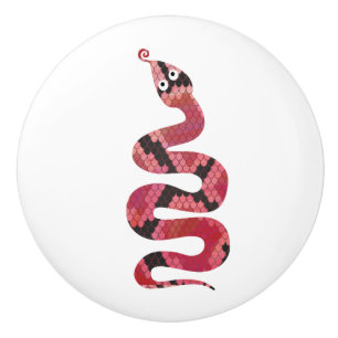 Snake Black and Red Silhouettes Ceramic Knob