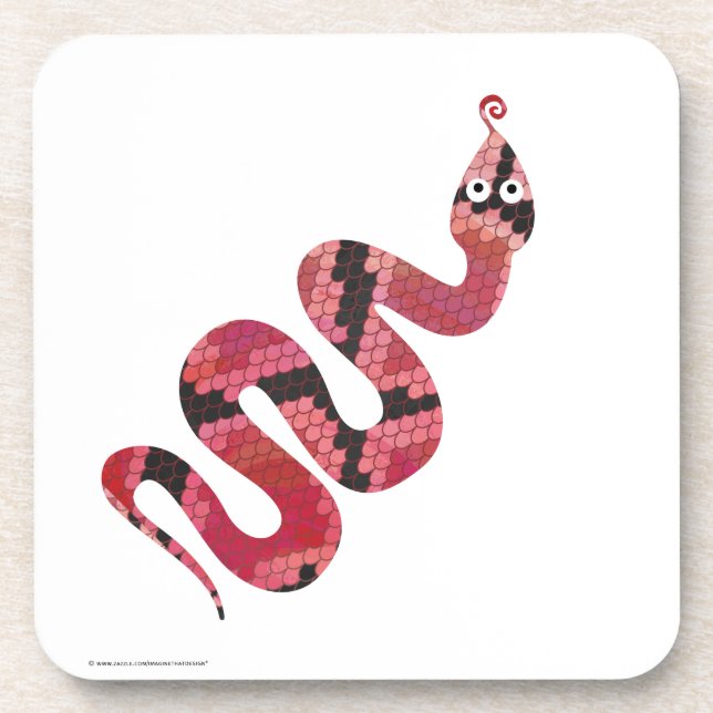 Snake Black and Red Silhouettes Coaster (Front)