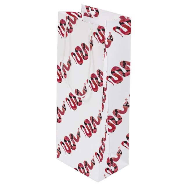 Snake Black and Red Silhouettes Wine Gift Bag (Front Angled)