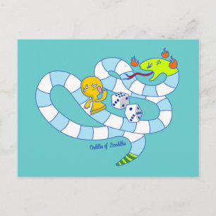 Snake Board Game Doodle Art Postcard