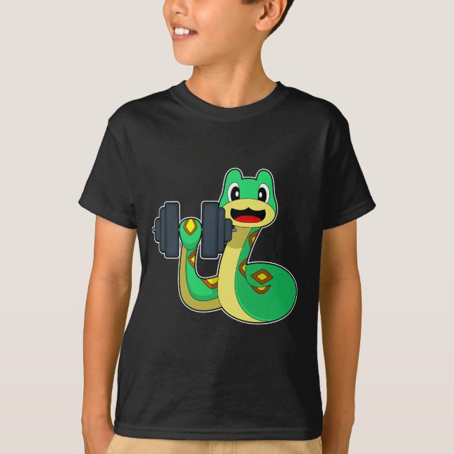 Snake Bodybuilder Dumbbell Bodybuilding T-Shirt (Front)
