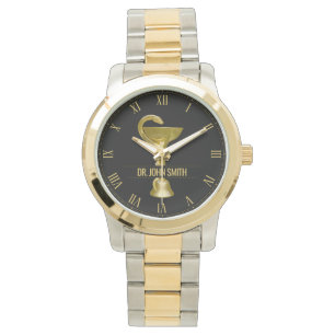 Snake Bowl Medical Hygieia Gold Caduceus Name Watch