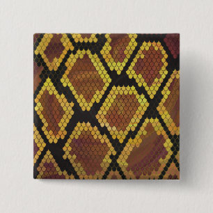 Snake Brown and Gold Print 15 Cm Square Badge