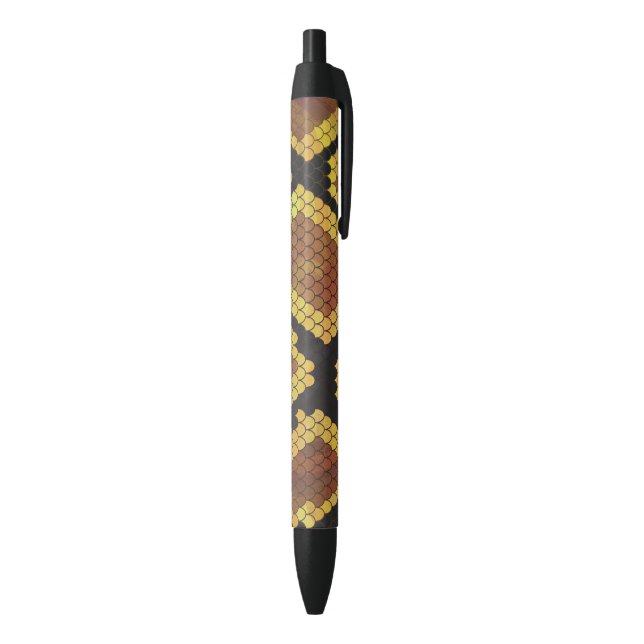 Snake Brown and Gold Print Black Ink Pen (Bottom (Vertical))