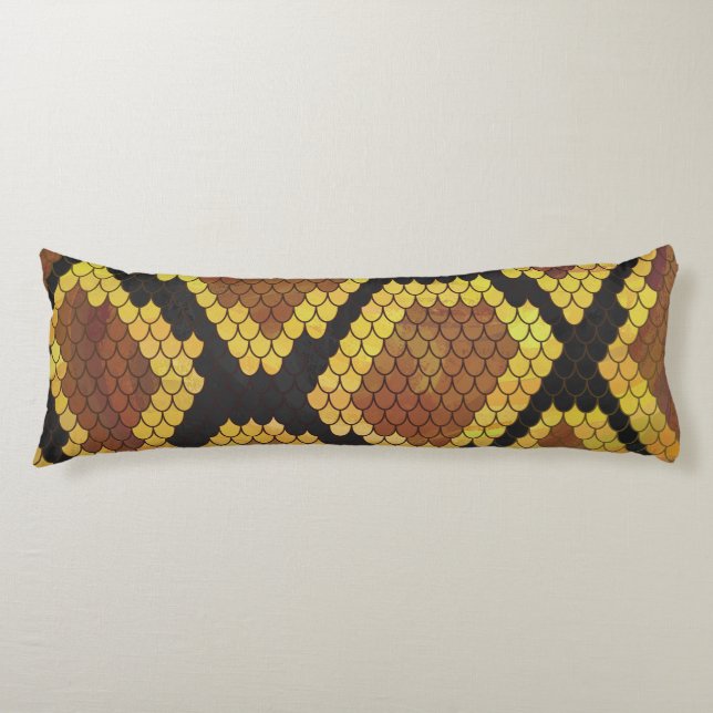 Snake Brown and Gold Print Body Cushion (Front)