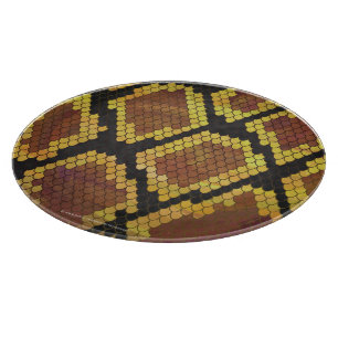Snake Brown and Gold Print Cutting Board