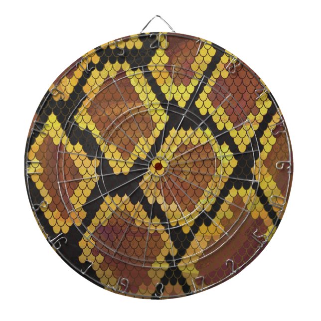 Snake Brown and Gold Print Dartboard (Front)
