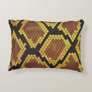 Snake Brown and Gold Print Decorative Cushion