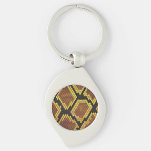 Snake Brown and Gold Print Key Ring