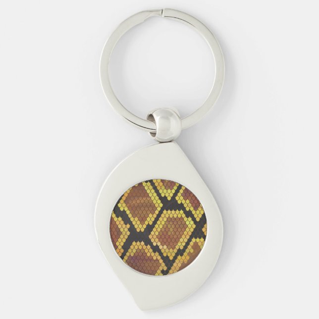 Snake Brown and Gold Print Key Ring (Front)
