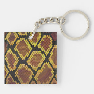 Snake Brown and Gold Print Key Ring