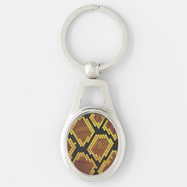 Snake Brown and Gold Print Key Ring (Front)