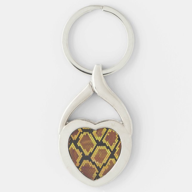 Snake Brown and Gold Print Key Ring (Front)