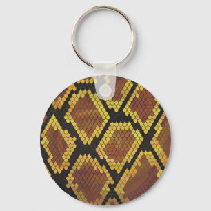 Snake Brown and Gold Print Key Ring