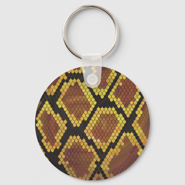 Snake Brown and Gold Print Key Ring (Front)
