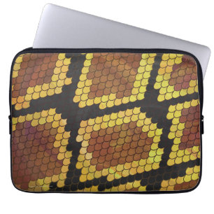 Snake Brown and Gold Print Laptop Sleeve
