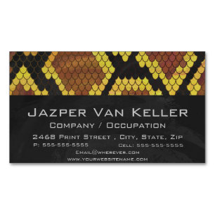 Snake Brown and Gold Print Magnetic Business Card