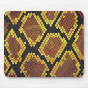 Snake Brown and Gold Print Mouse Mat