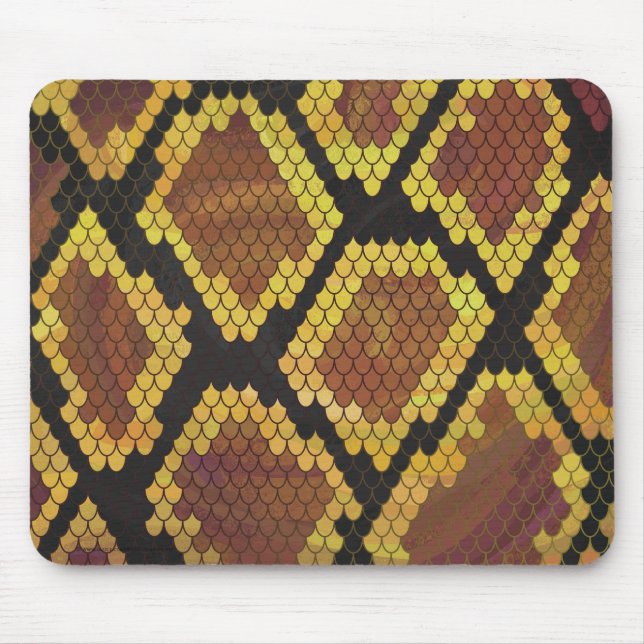 Snake Brown and Gold Print Mouse Mat (Front)