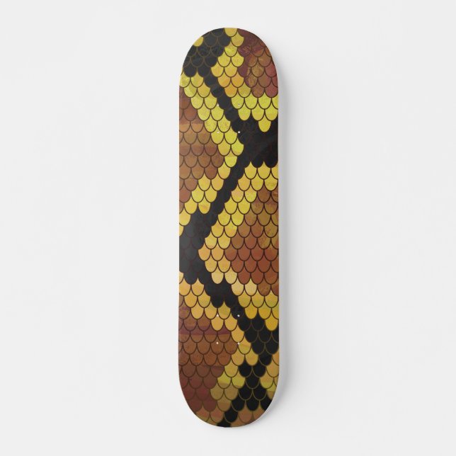 Snake Brown and Gold Print Skateboard (Front)