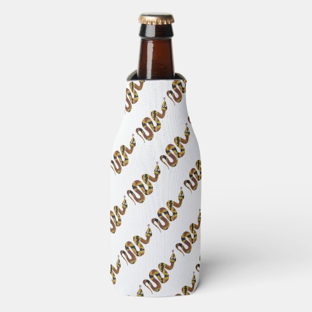 Snake Brown and Gold Silhouette Bottle Cooler (Bottle Front)