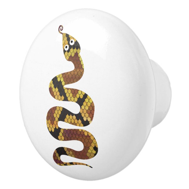 Snake Brown and Gold Silhouette Ceramic Knob (Right)