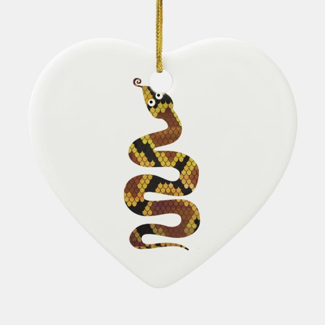 Snake Brown and Gold Silhouette Ceramic Tree Decoration (Back)