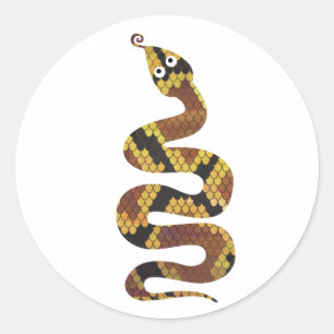 Snake Brown and Gold Silhouette Classic Round Sticker
