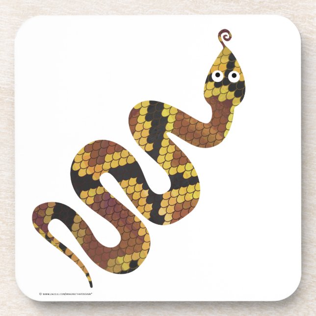 Snake Brown and Gold Silhouette Coaster (Front)