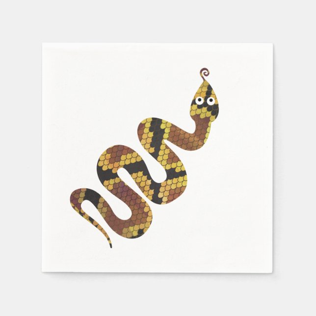Snake Brown and Gold Silhouette Napkin (Front)