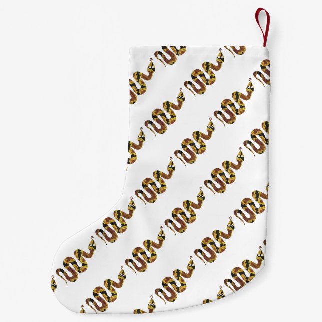 Snake Brown and Gold Silhouette Small Christmas Stocking (Back)