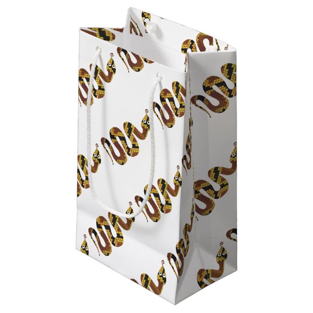 Snake Brown and Gold Silhouette Small Gift Bag (Front Angled)