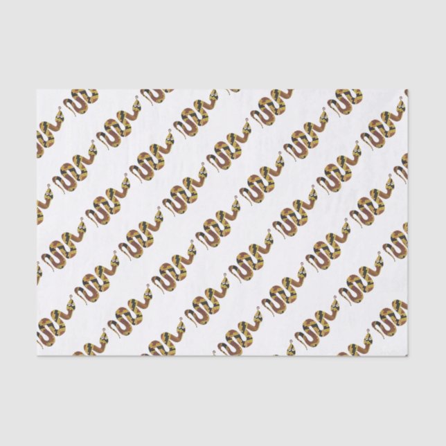Snake Brown and Gold Silhouette Tissue Paper (Front)