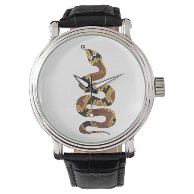 Snake Brown and Gold Silhouette Watch (Front)