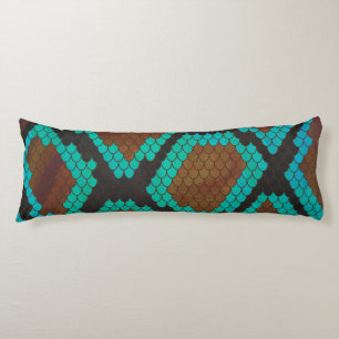 Snake Brown and Teal Print Body Cushion