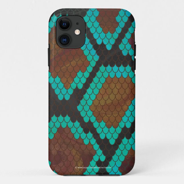 Snake Brown and Teal Print Case-Mate iPhone Case (Back)