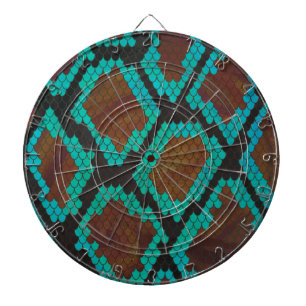 Snake Brown and Teal Print Dartboard