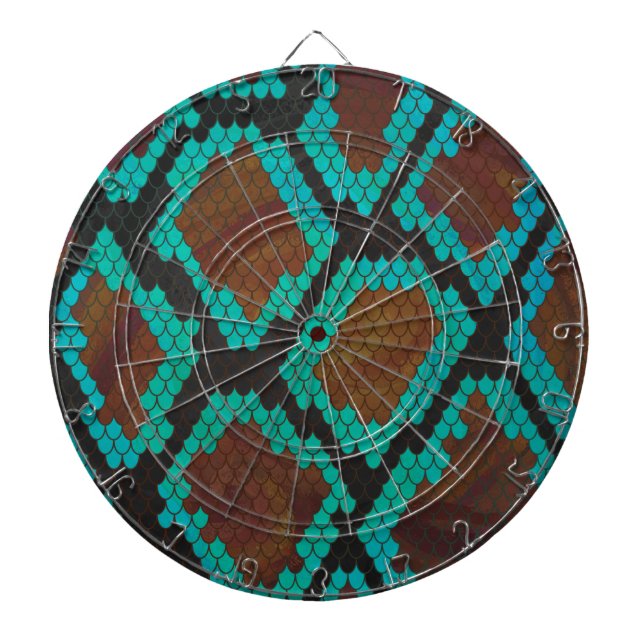 Snake Brown and Teal Print Dartboard (Front)