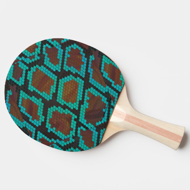 Snake Brown and Teal Print Ping Pong Paddle (Side)