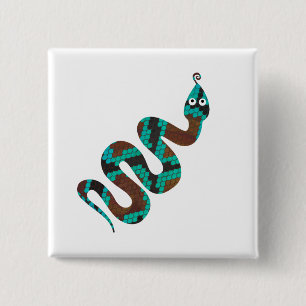 Snake Brown and Teal Print Silhouette 15 Cm Square Badge
