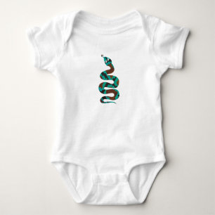 Snake Brown and Teal Print Silhouette Baby Bodysuit