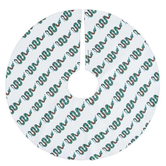 Snake Brown and Teal Print Silhouette Brushed Polyester Tree Skirt (Front)