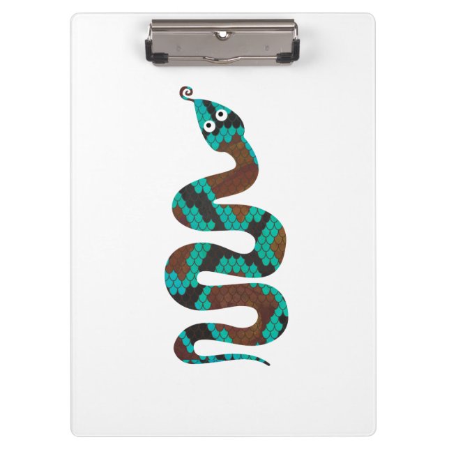 Snake Brown and Teal Print Silhouette Clipboard (Front)