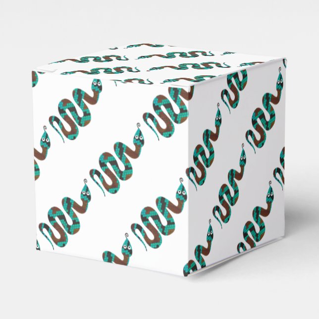 Snake Brown and Teal Print Silhouette Favour Box (Front Side)
