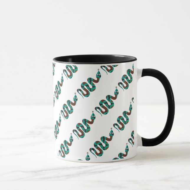 Snake Brown and Teal Print Silhouette Mug (Right)