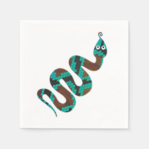 Snake Brown and Teal Print Silhouette Napkin