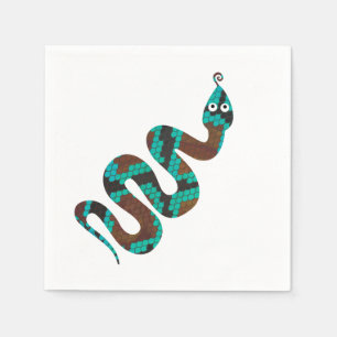 Snake Brown and Teal Print Silhouette Napkin