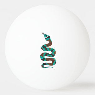 Snake Brown and Teal Print Silhouette Ping Pong Ball