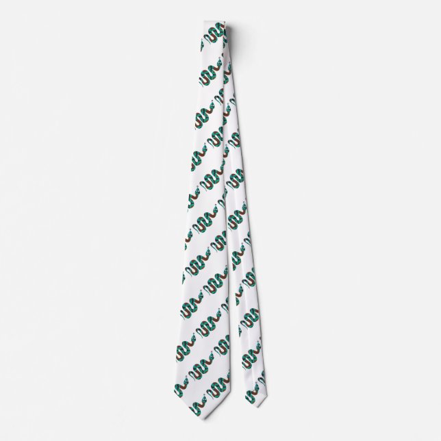 Snake Brown and Teal Print Silhouette Tie (Front)