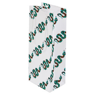 Snake Brown and Teal Print Silhouette Wine Gift Bag